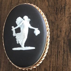 Black Wedgwood Jasperware Cameo Pendant/Brooch/Pin